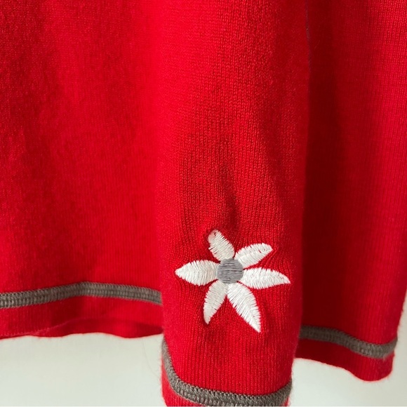 Meister Cabincore Contrast Stitch Embroidered Wool Blend Kiss Me Ski Sweater - Picture 6 of 13